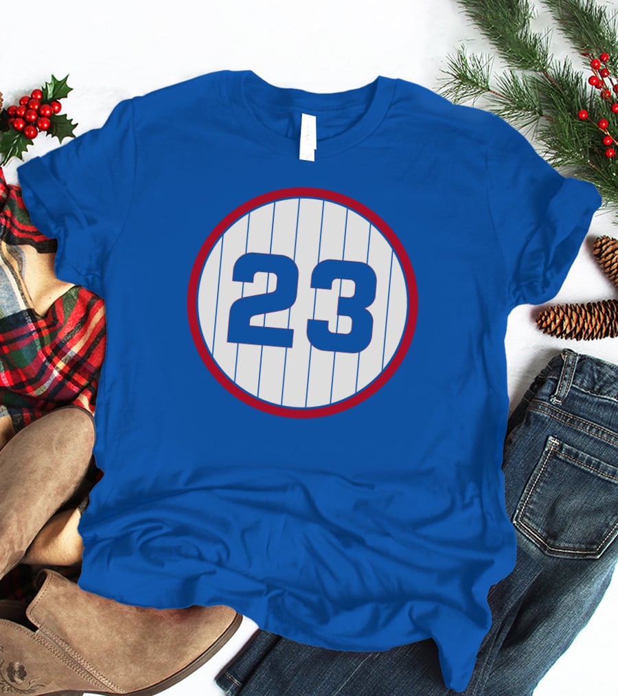 Harry Caray 23 Baseball Number Circle Blue Pinstripe T-Shirt
