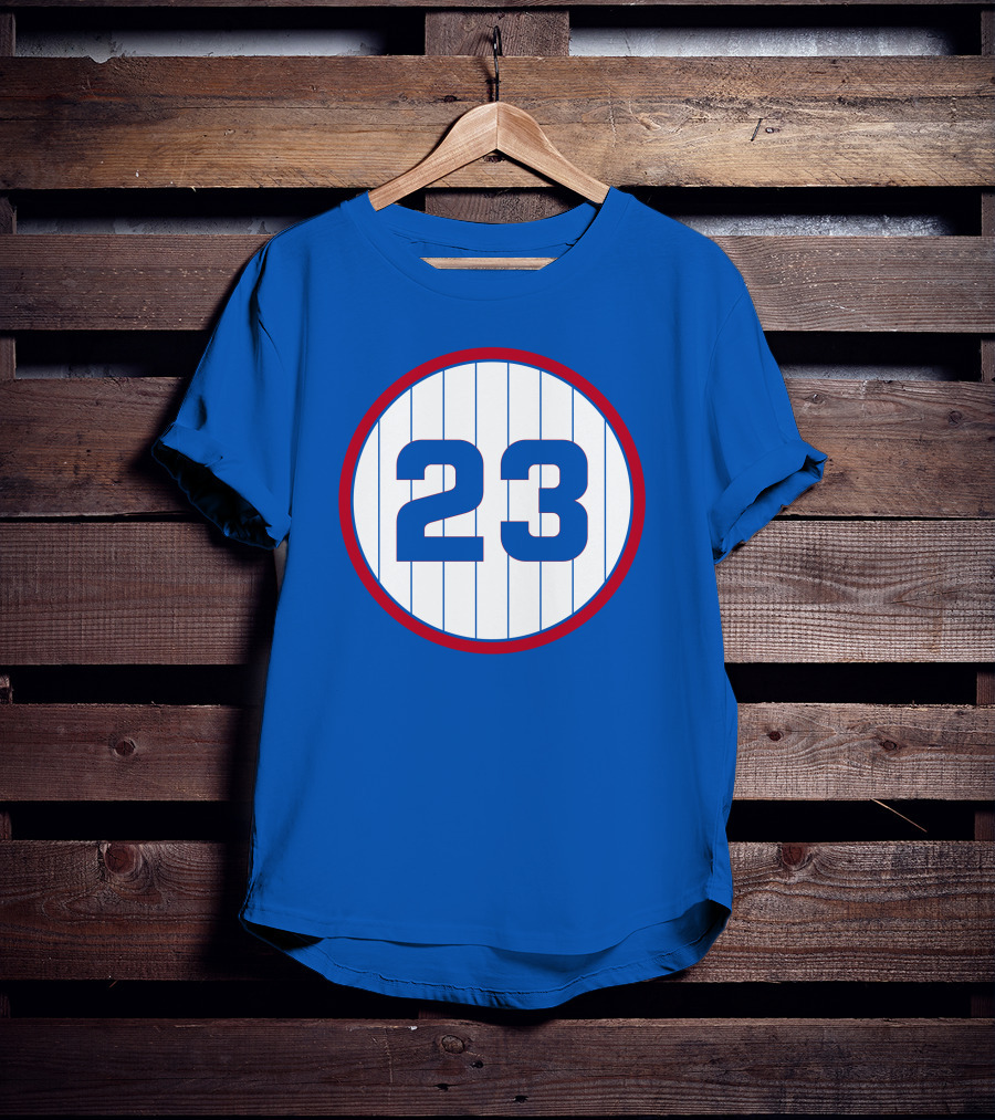 Harry Caray 23 Baseball Number Circle Blue Pinstripe T-Shirt