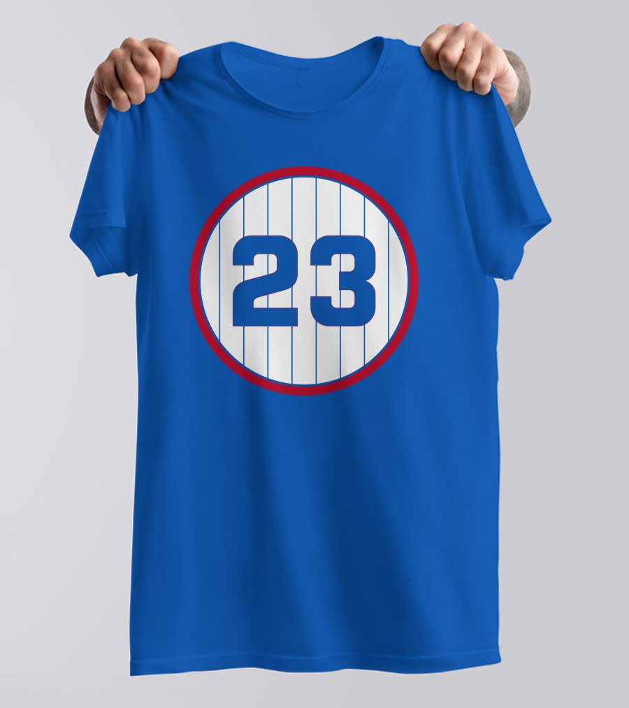 Harry Caray 23 Baseball Number Circle Blue Pinstripe T-Shirt