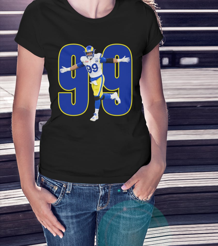 Aaron Charles Donald Number 99 NFL Player In Blue And Yellow Football Uniform T-Shirt