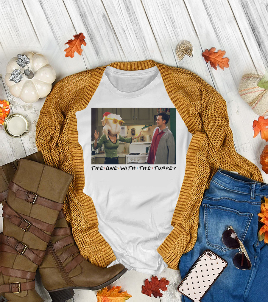 The One With The Turkey Glasses Santa Hat T-Shirt