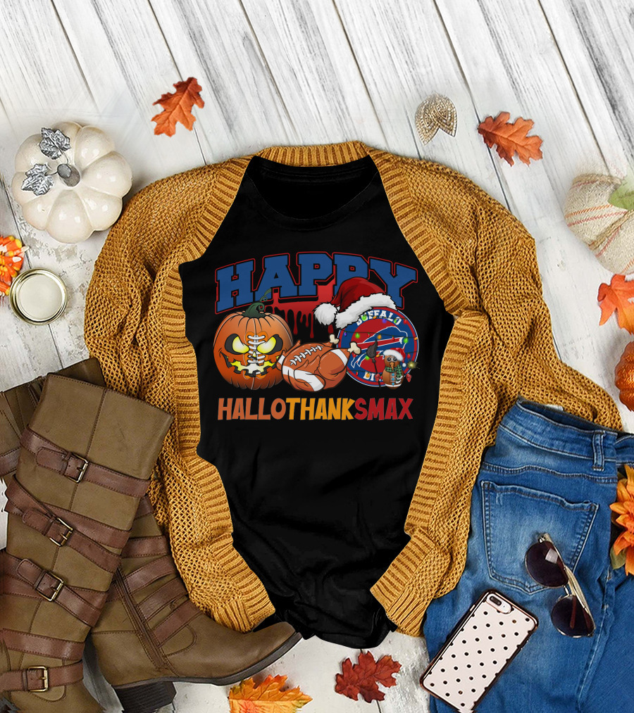 Happy Hallothanksmax Buffalo Football Holiday Fusion T-Shirt