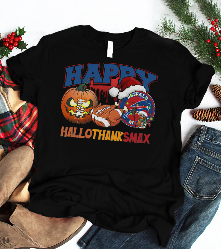 Happy Hallothanksmax Buffalo Football Holiday Fusion T-Shirt
