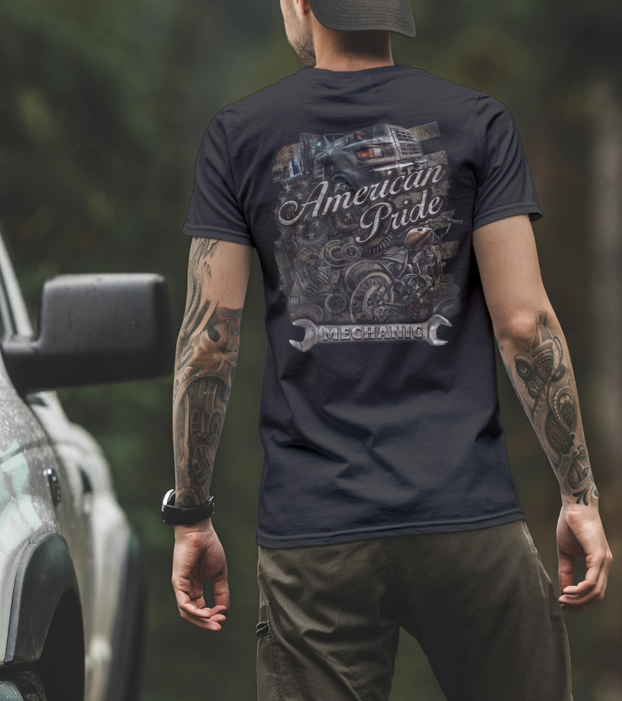 American Pride Mechanic Truck Motorcycle T-Shirt