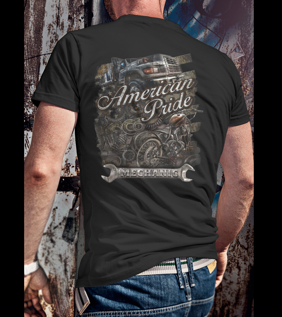 American Pride Mechanic Truck Motorcycle T-Shirt