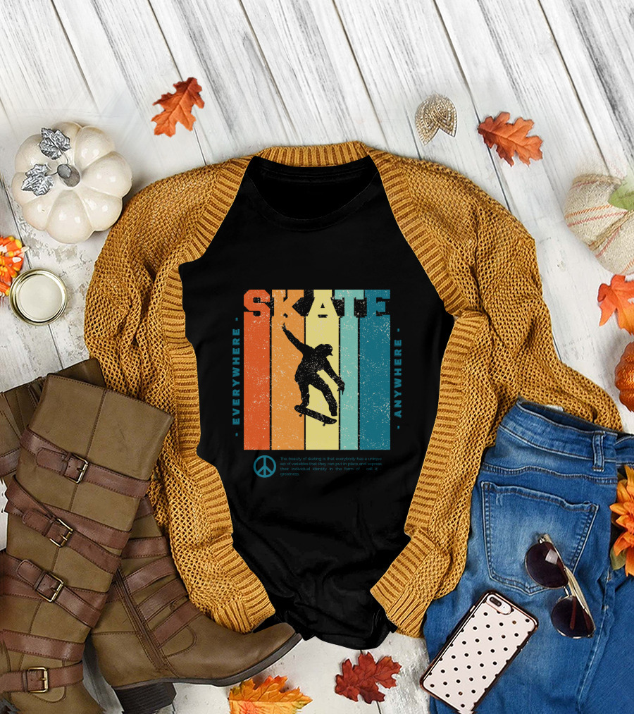 SKATE Everywhere Anywhere Peace T-Shirt