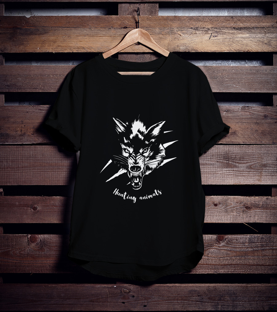 Hunting Animals Fierce Wolf Head With Claw Marks T-Shirt