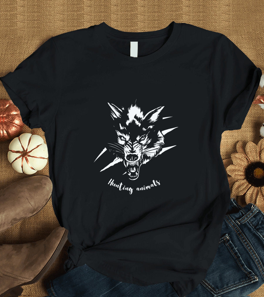 Hunting Animals Fierce Wolf Head With Claw Marks T-Shirt