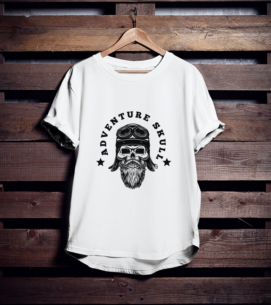 Adventure Skull Black Pilot T-Shirt