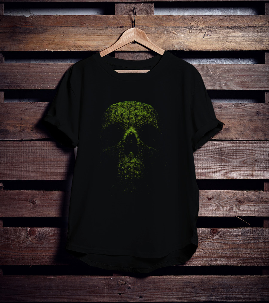 Hacker Skull Digital Code Matrix T-Shirt