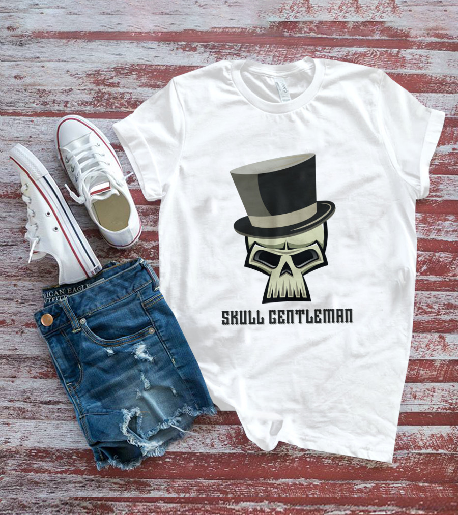 Skull Gentleman Noble Top Hat T-Shirt