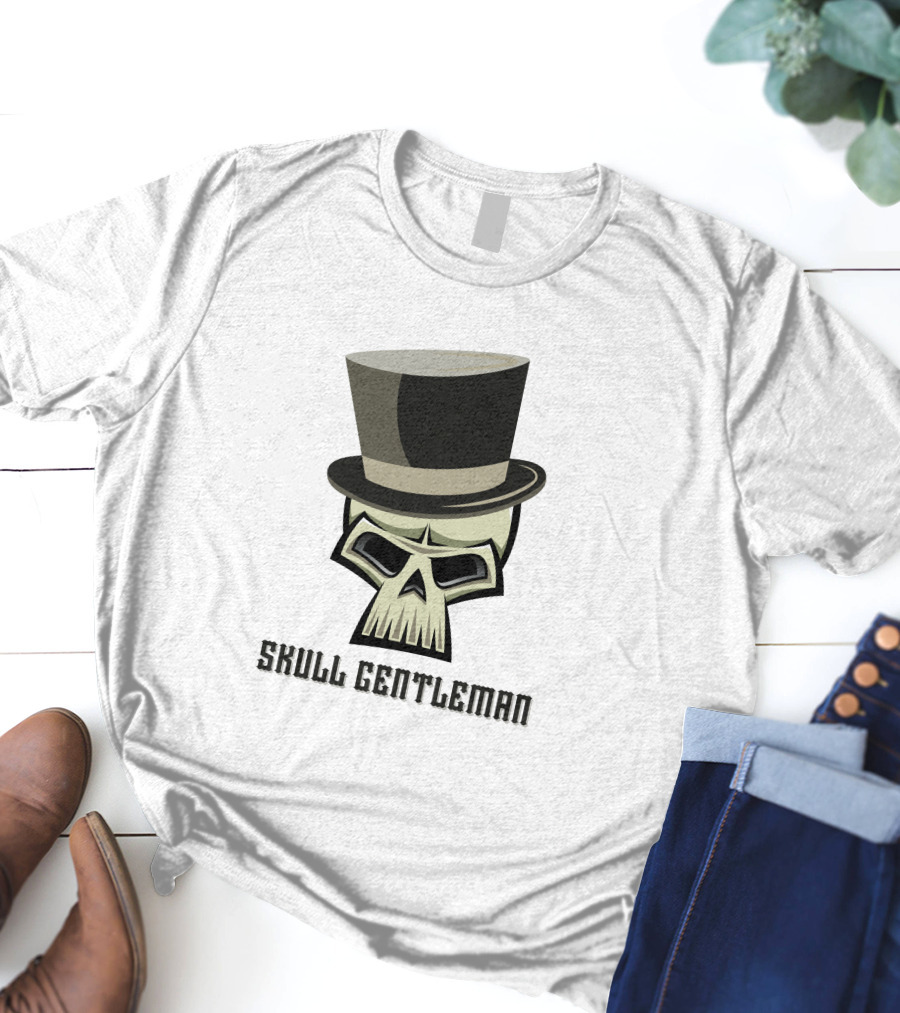 Skull Gentleman Noble Top Hat T-Shirt