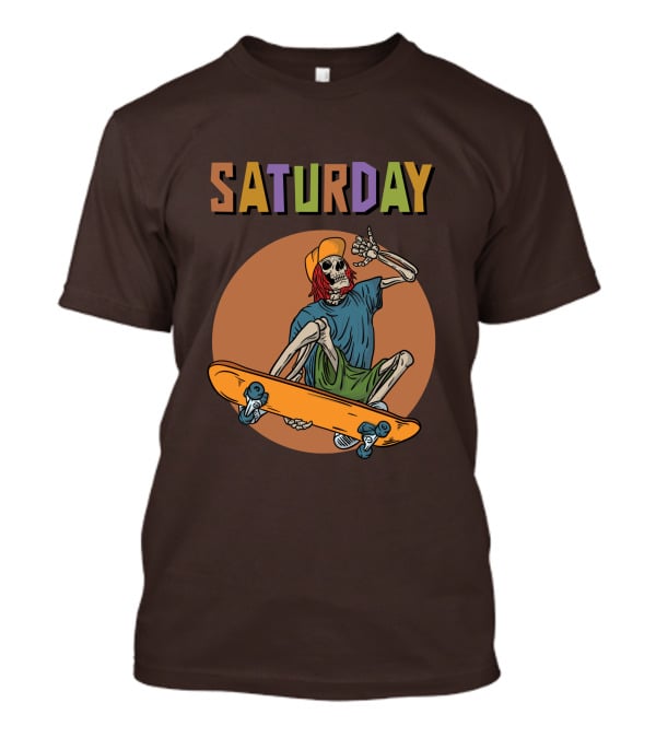 SATURDAY Skeleton Skateboarder Vibe T-Shirt