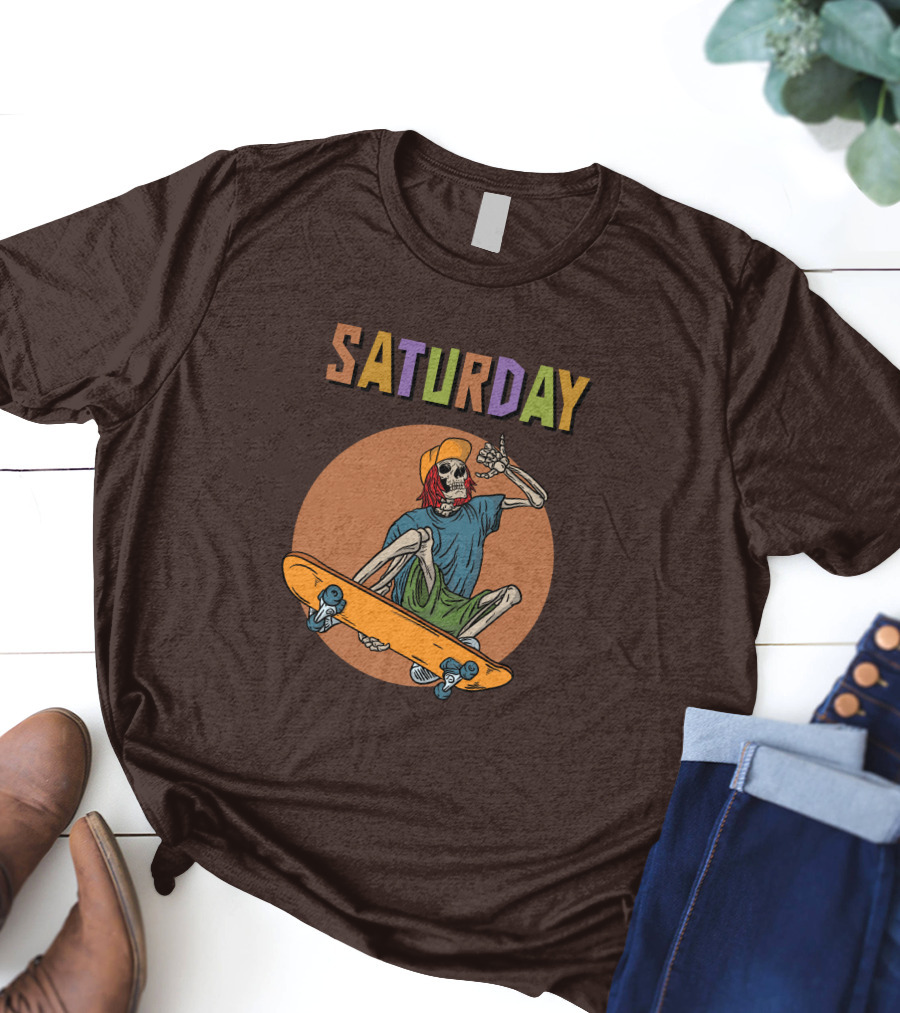 SATURDAY Skeleton Skateboarder Vibe T-Shirt