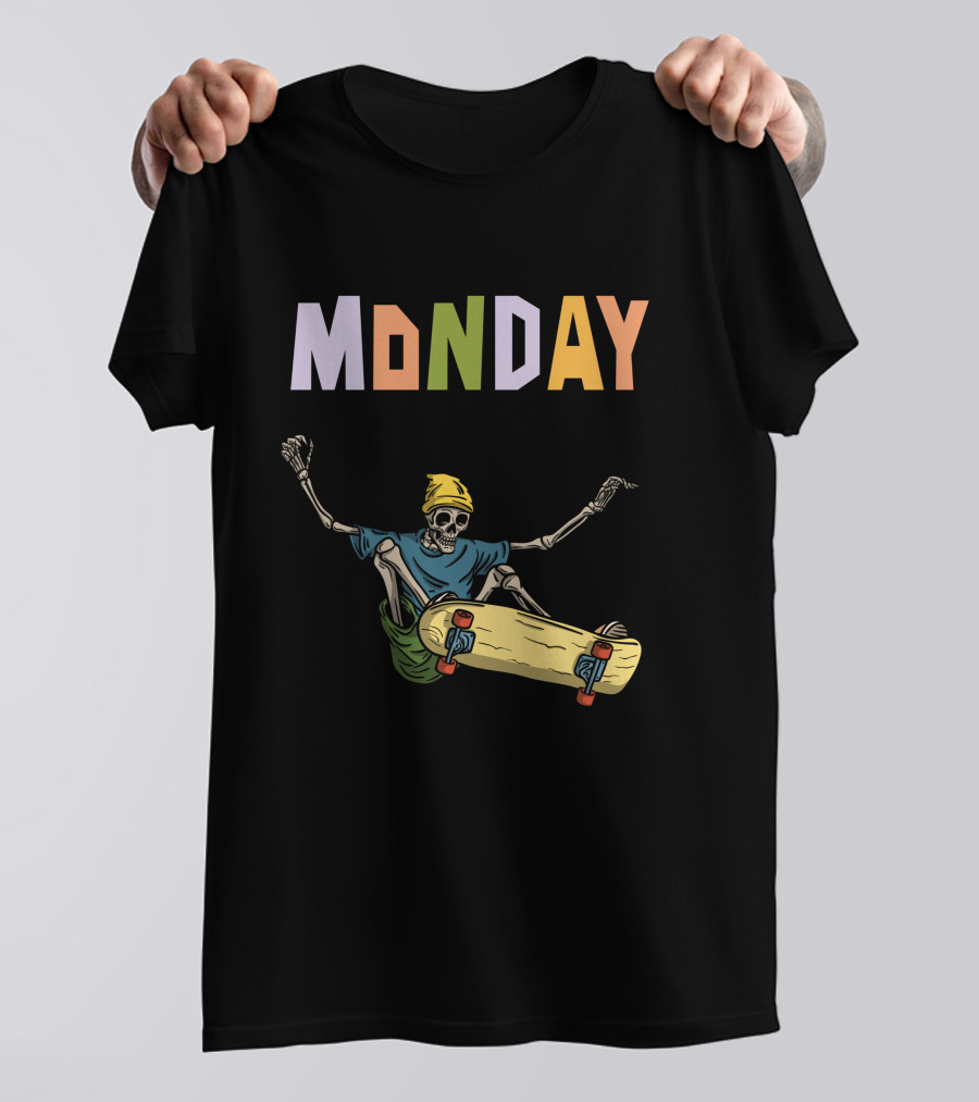 MONDAY Skeleton Skateboarding Adventure T-Shirt