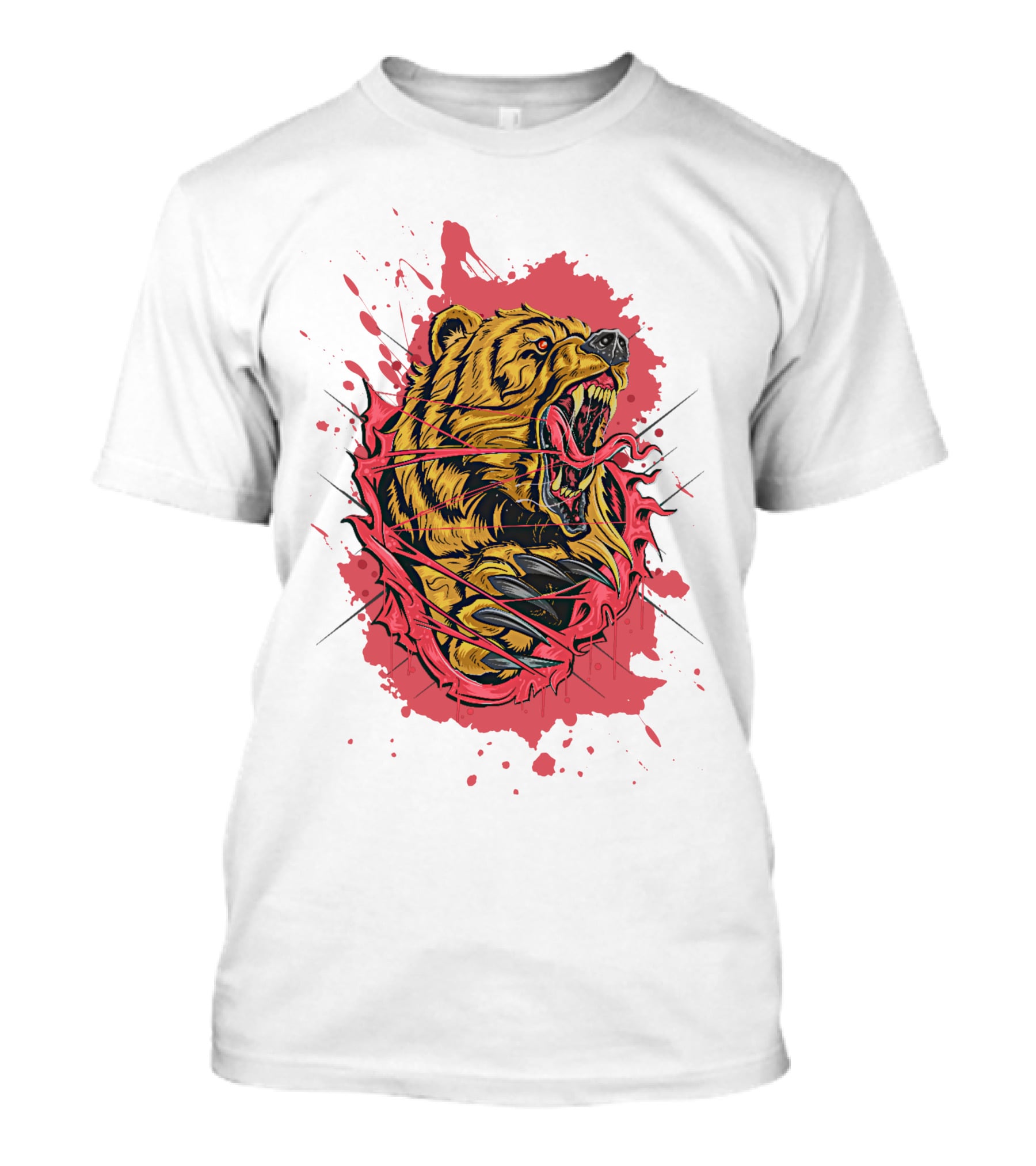 Bear Scary Roaring Splatter T-Shirt