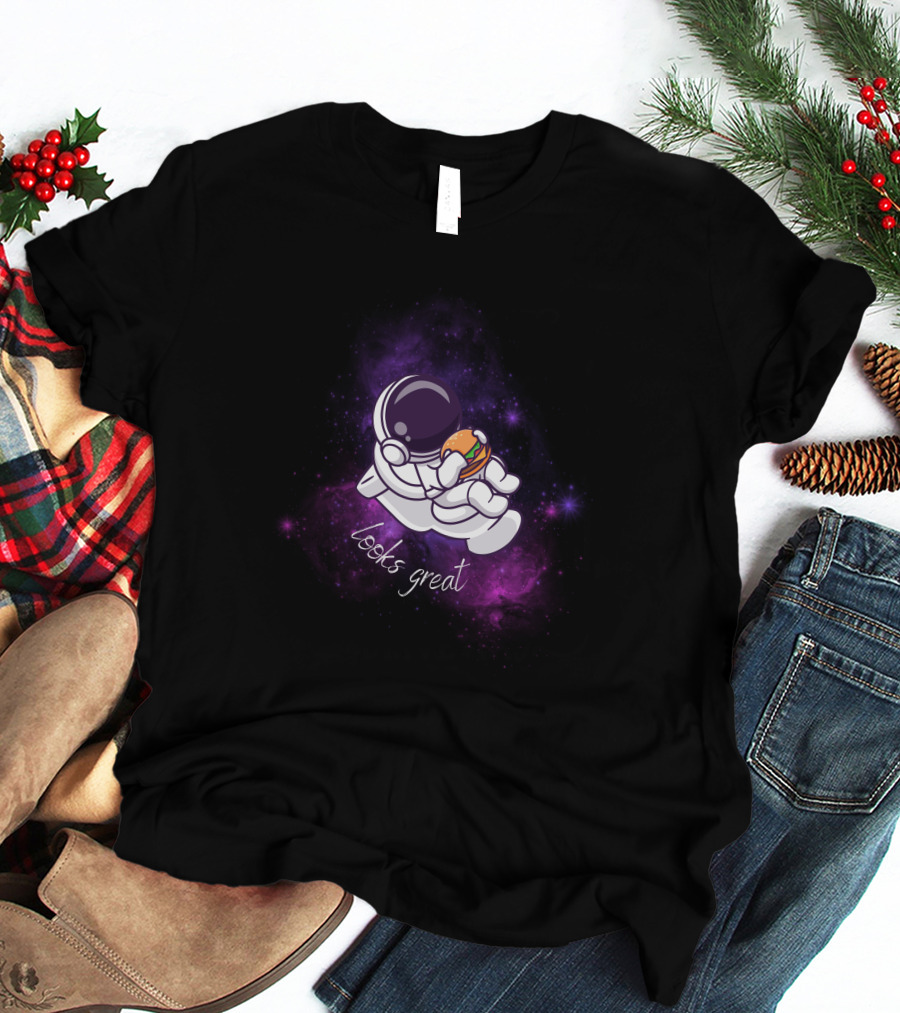 Astronaut Looks Great With Burger In Space T-Shirt