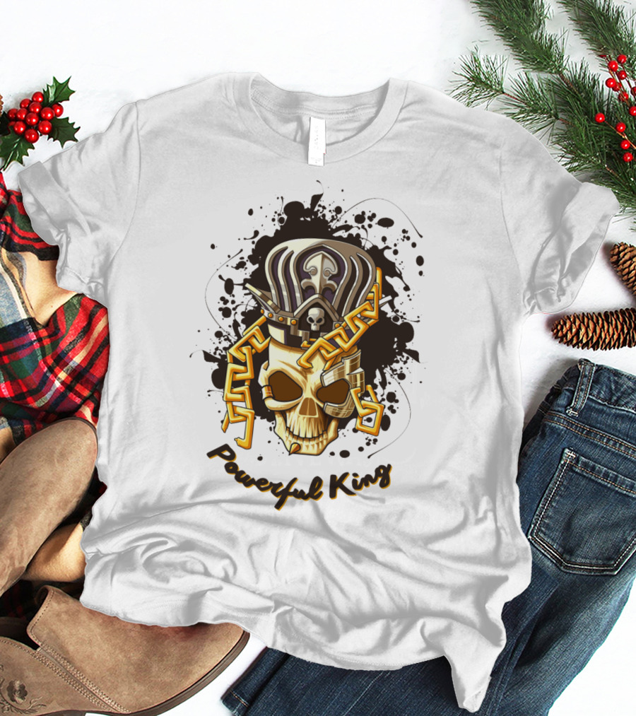 Powerful King Skull With Crown And Chains T-Shirt