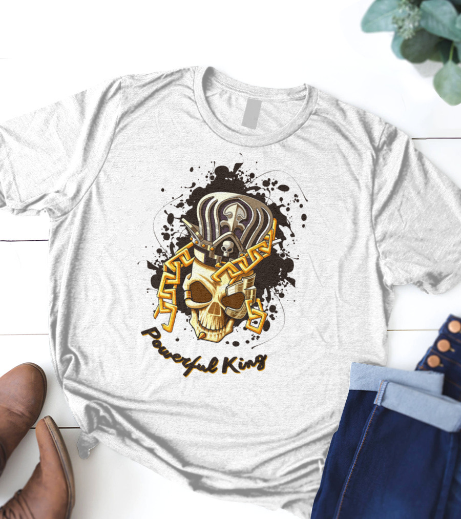 Powerful King Skull With Crown And Chains T-Shirt