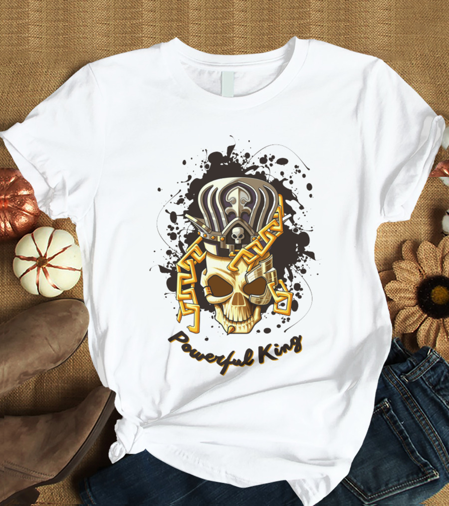 Powerful King Skull With Crown And Chains T-Shirt