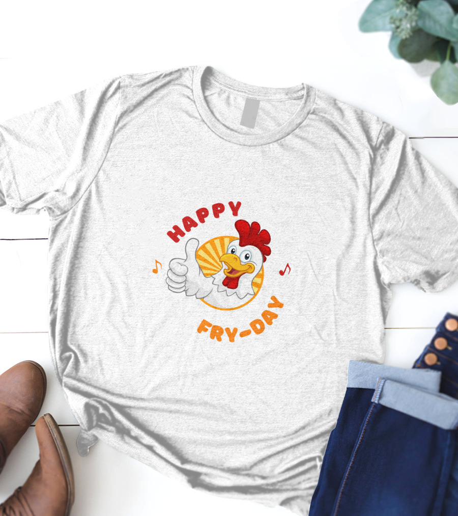 HAPPY FRY-DAY Chicken Thumbs Up With Musical Notes T-Shirt