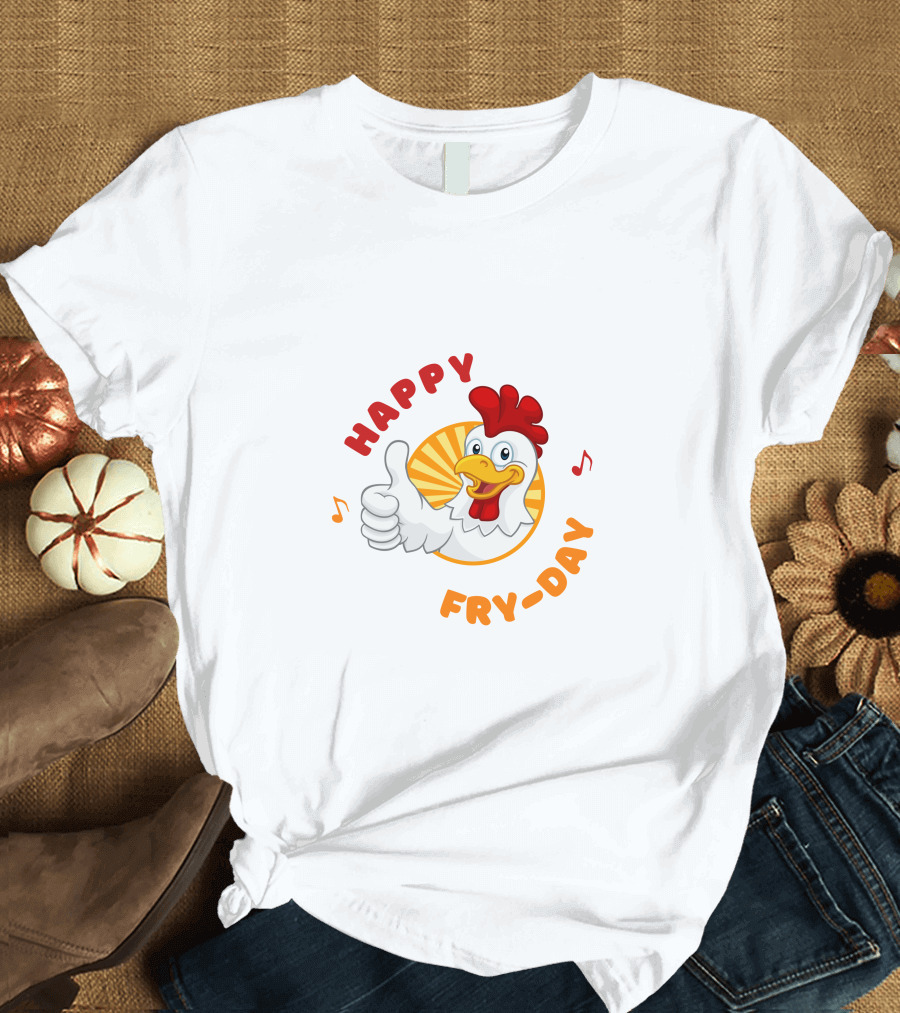 HAPPY FRY-DAY Chicken Thumbs Up With Musical Notes T-Shirt