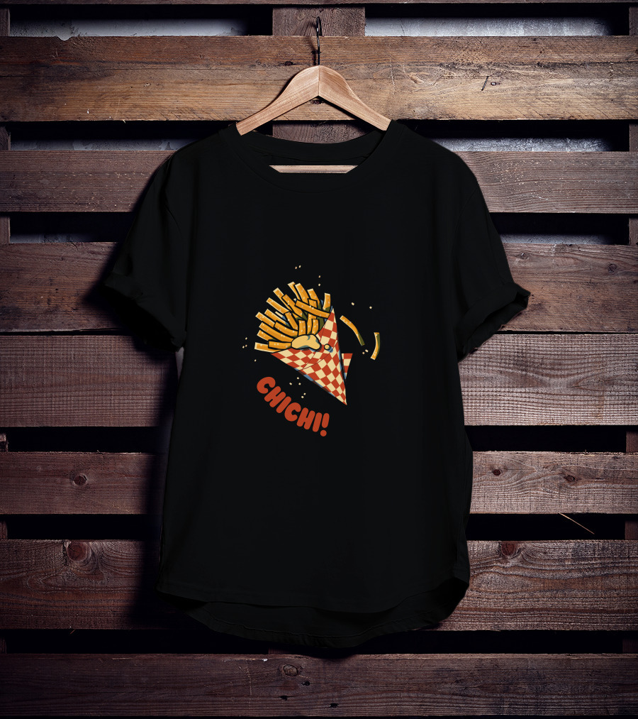 CHI CHI French Fries Cone Explosion Checkered Wrapper T-Shirt