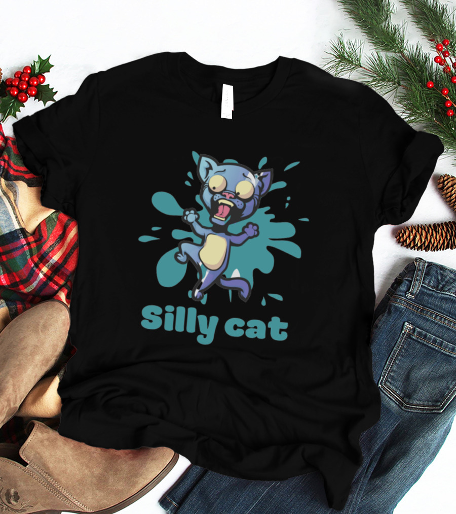 Playful Silly Cat With Cartoon Splash Effect T-Shirt