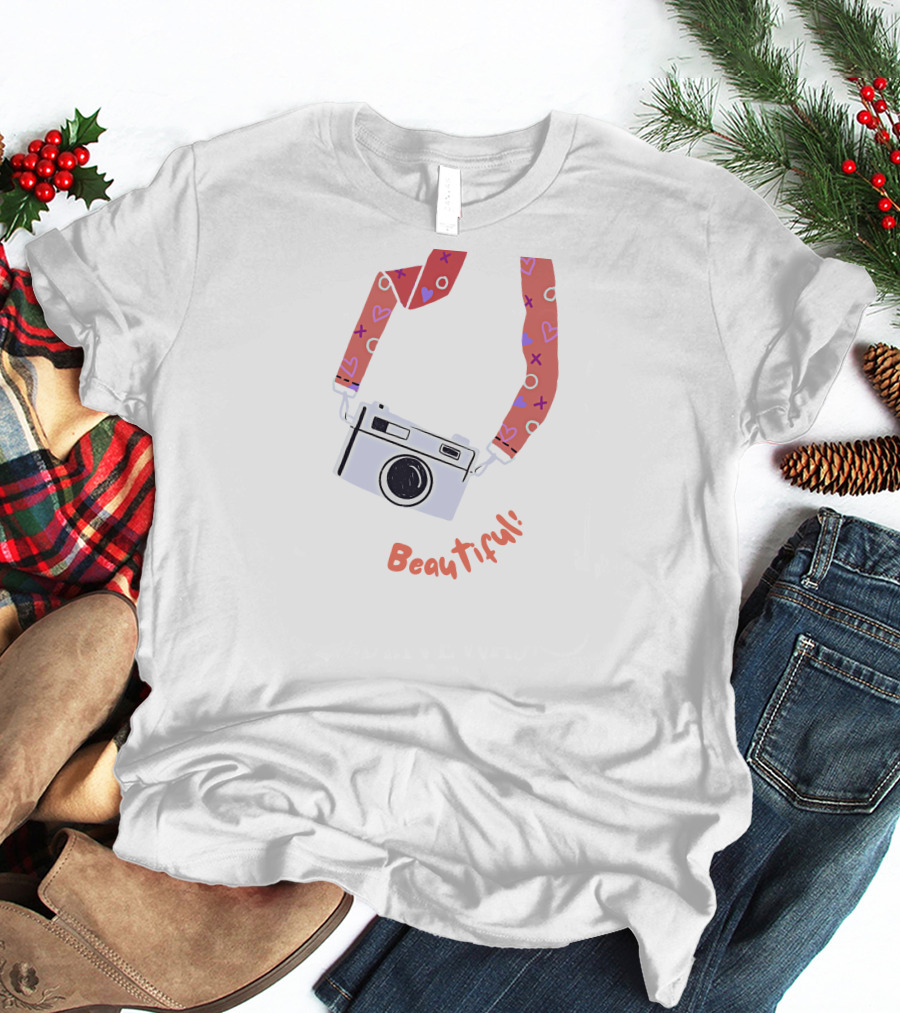 Beautiful Camera With Heart Strap T-Shirt