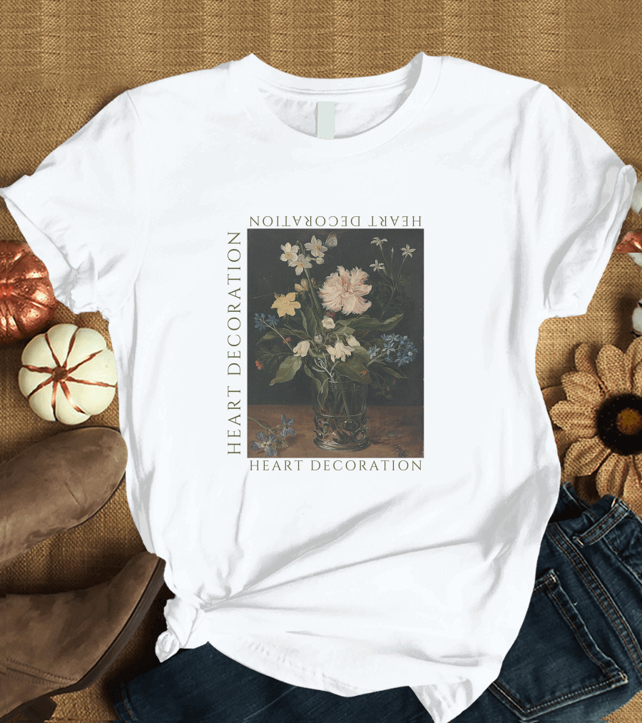 Heart Decoration Floral Vase Art Heart Decoration T-Shirt