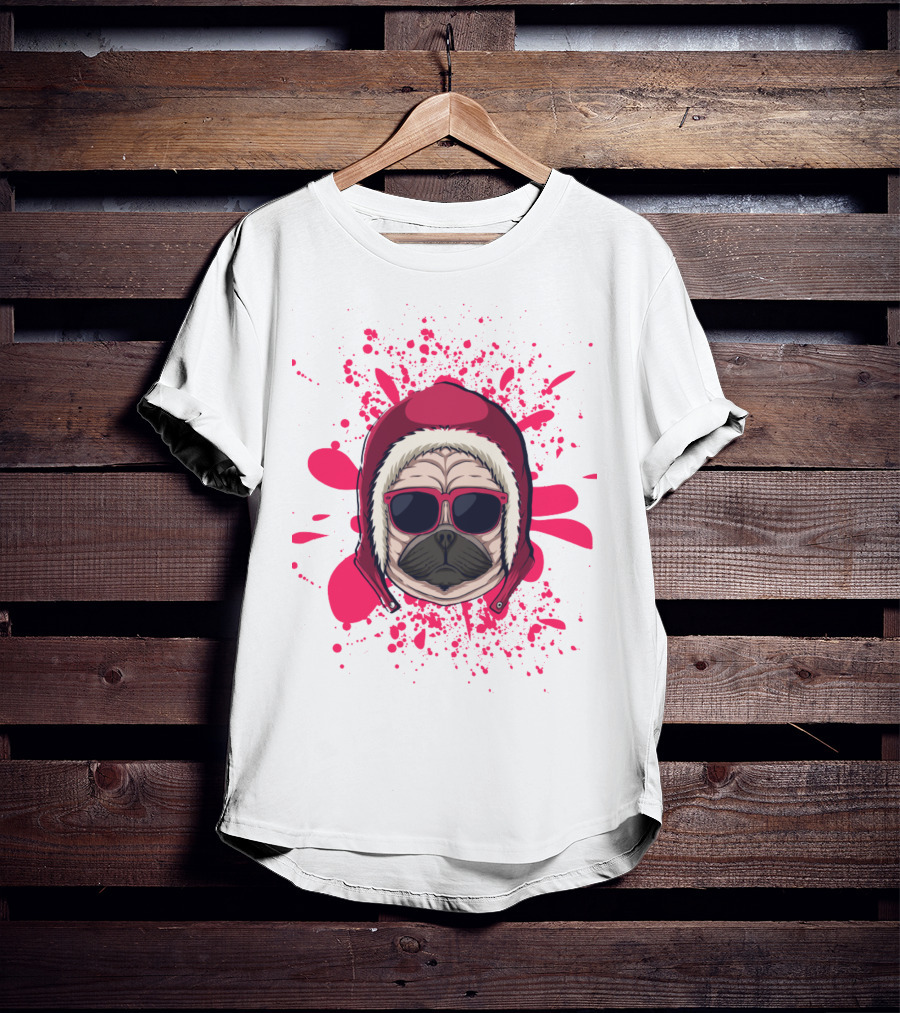 Pink Dog In Hood With Sunglasses T-Shirt