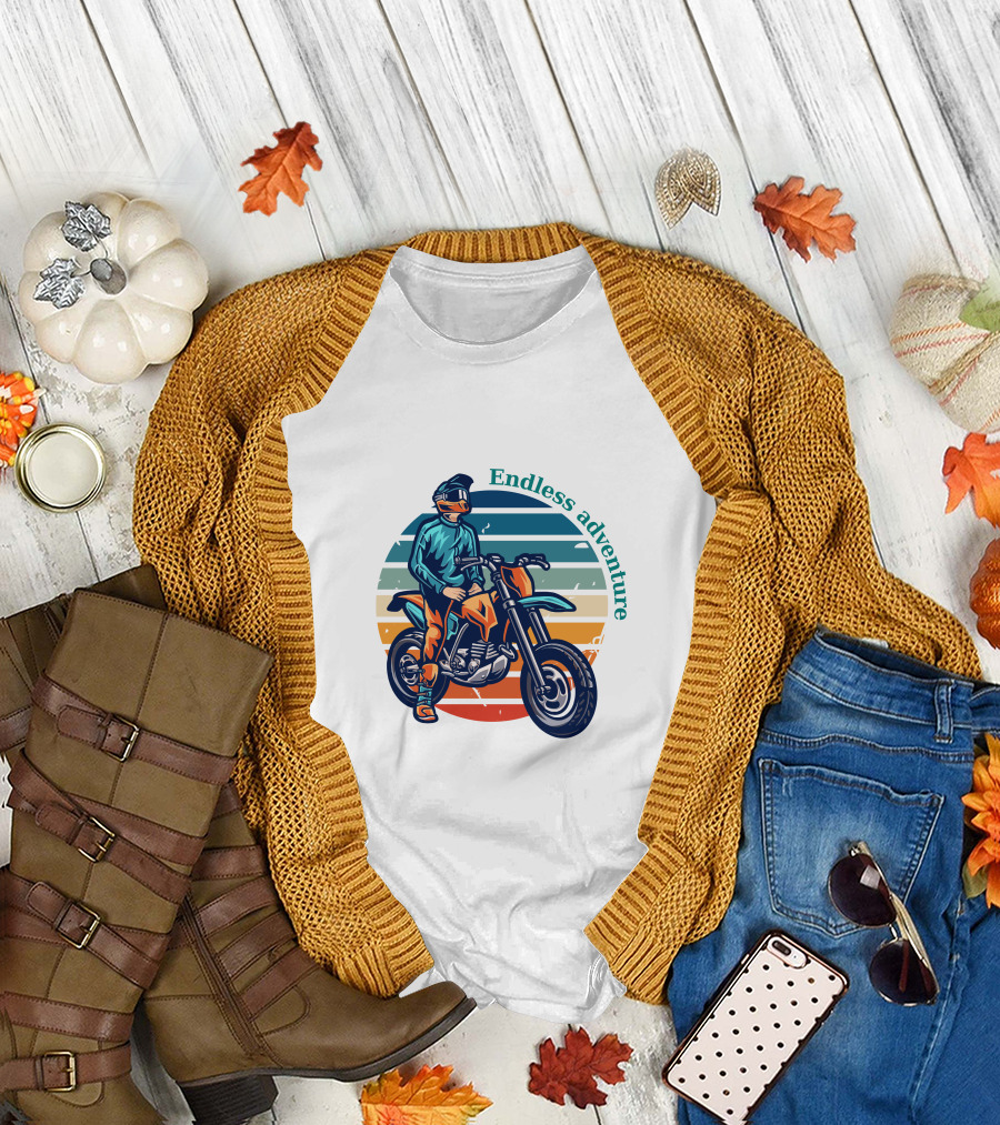 Endless Adventure Retro Motorcycle Rider T-Shirt