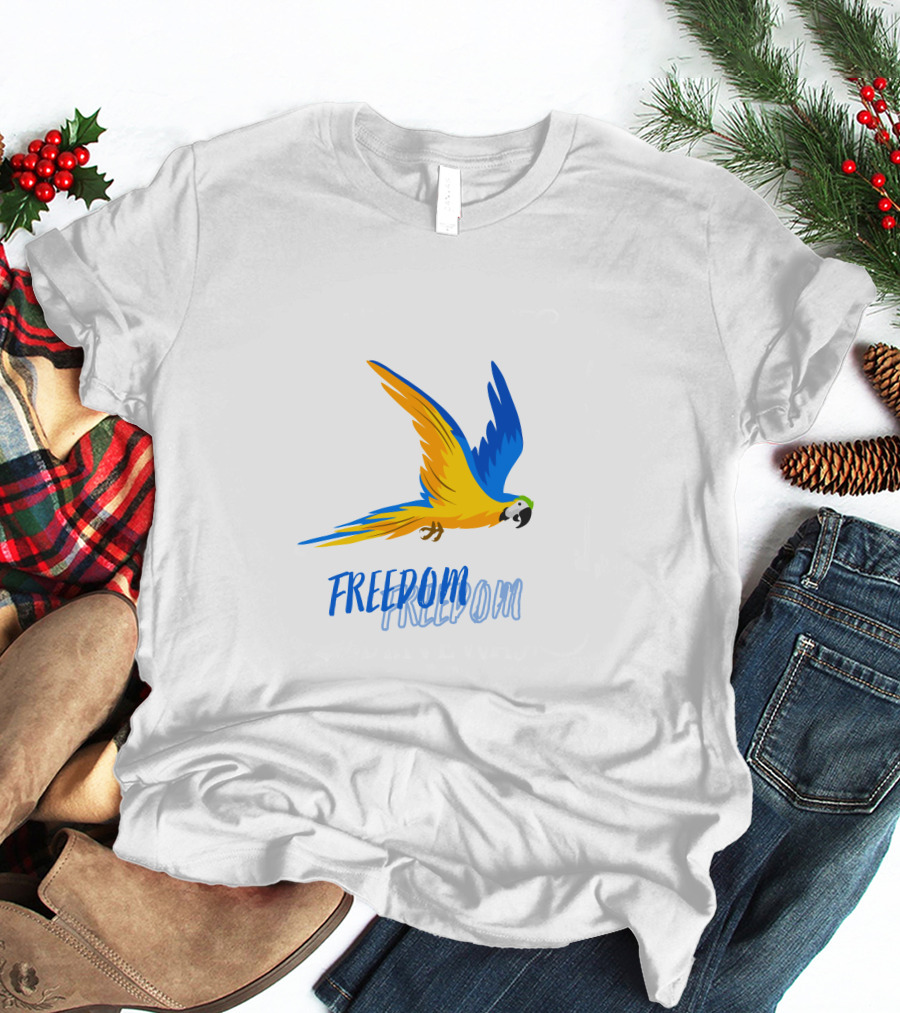 FREEDOM Parrot Flight Blue Yellow Bird T-Shirt