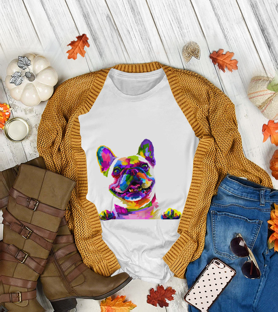 Colorful Dog Pop Art French Bulldog T-Shirt