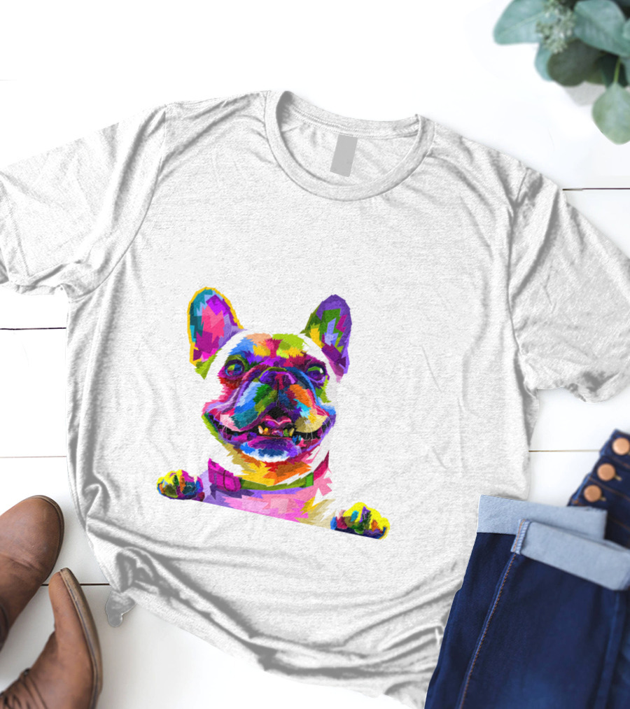 Colorful Dog Pop Art French Bulldog T-Shirt