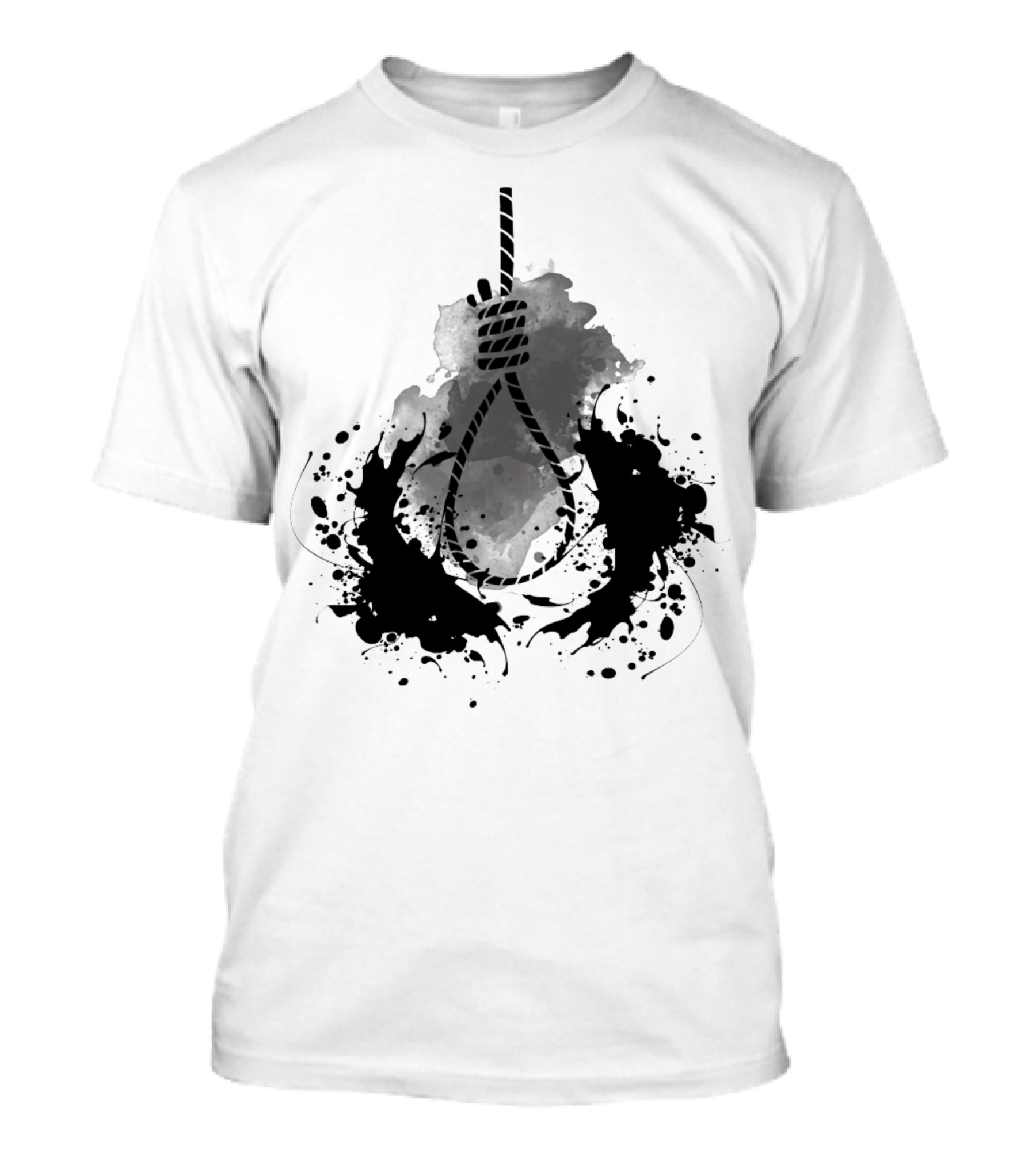 Rope Black And White Abstract Ink Splatter T-Shirt