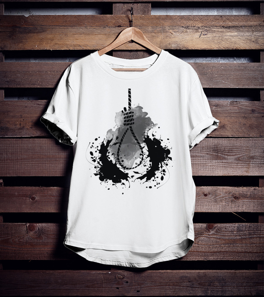 Rope Black And White Abstract Ink Splatter T-Shirt
