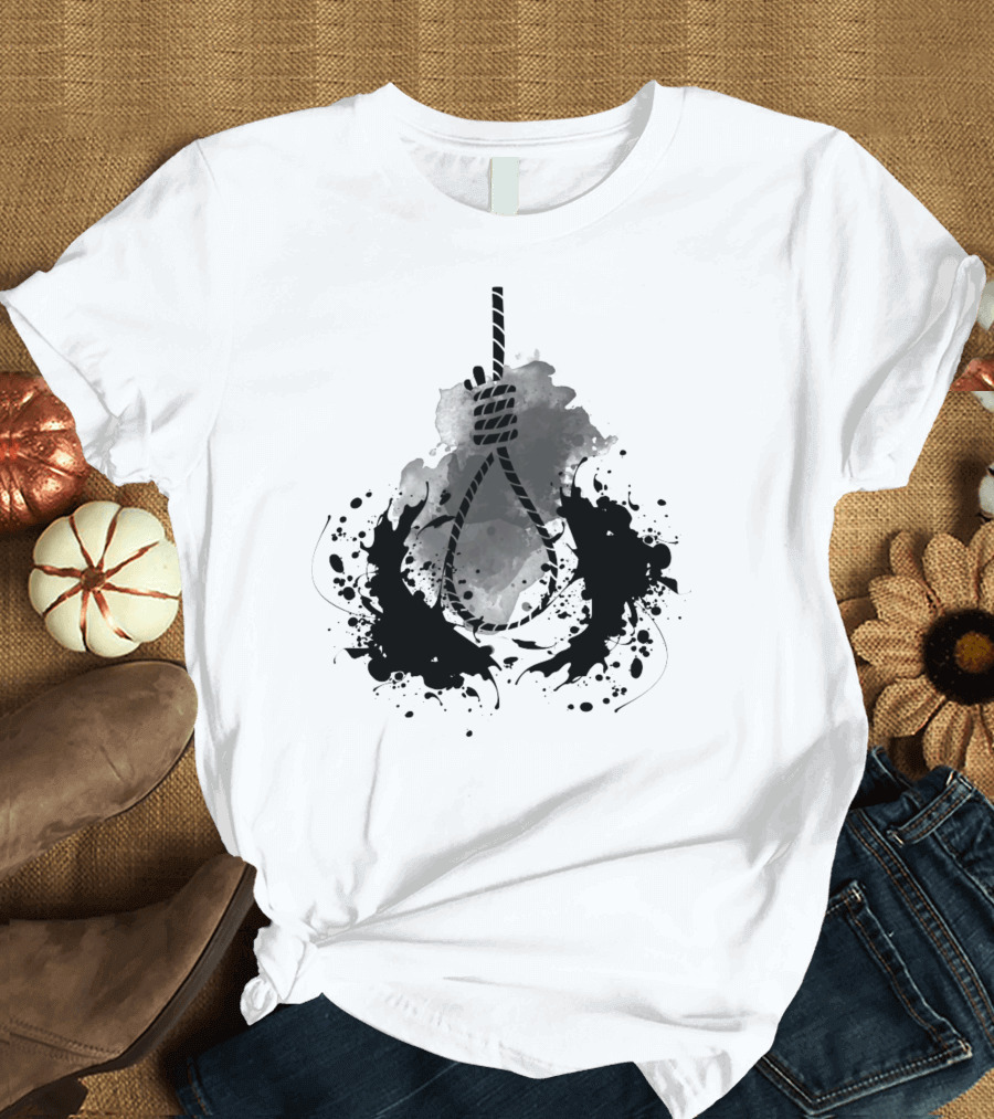 Rope Black And White Abstract Ink Splatter T-Shirt