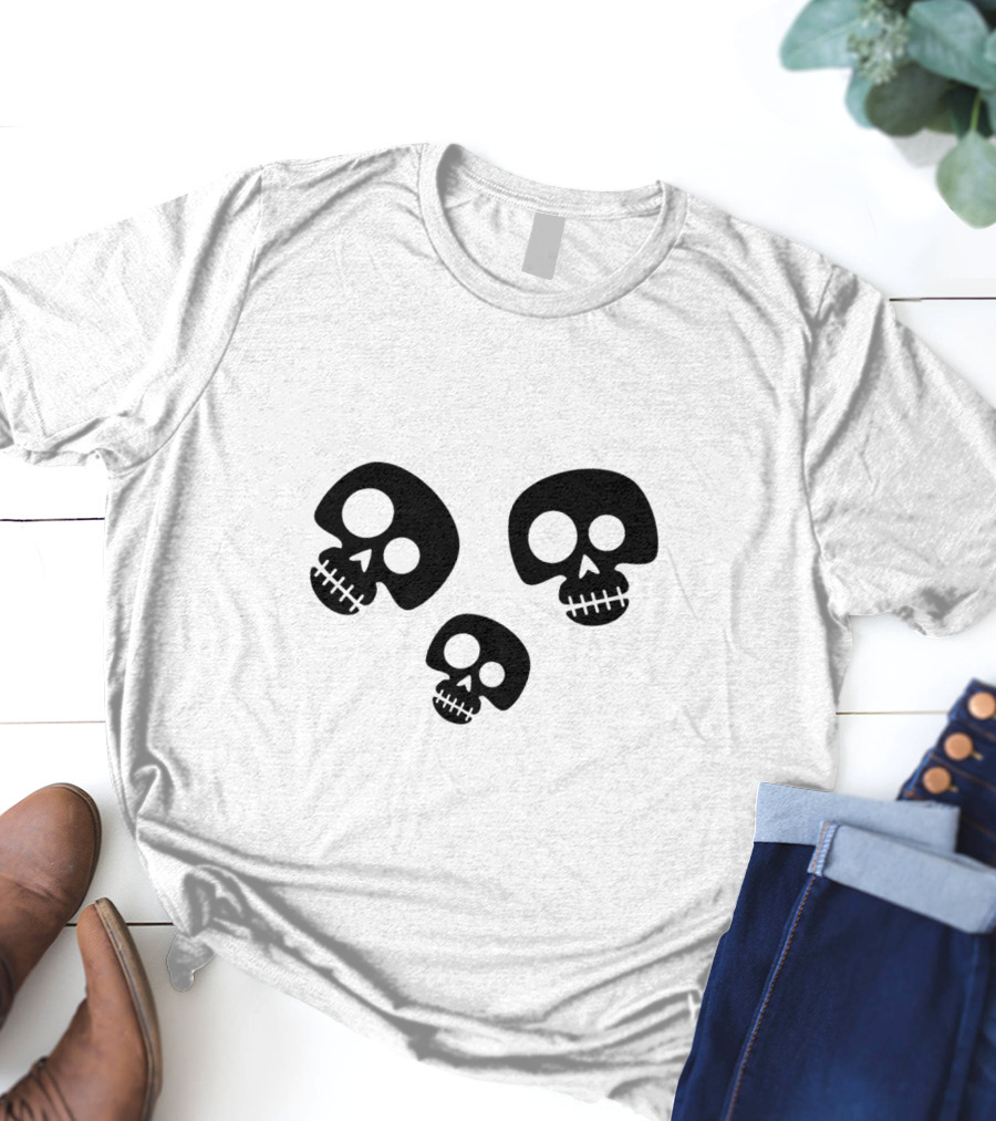 Skull Cute Trio Playful Black And White Skulls T-Shirt