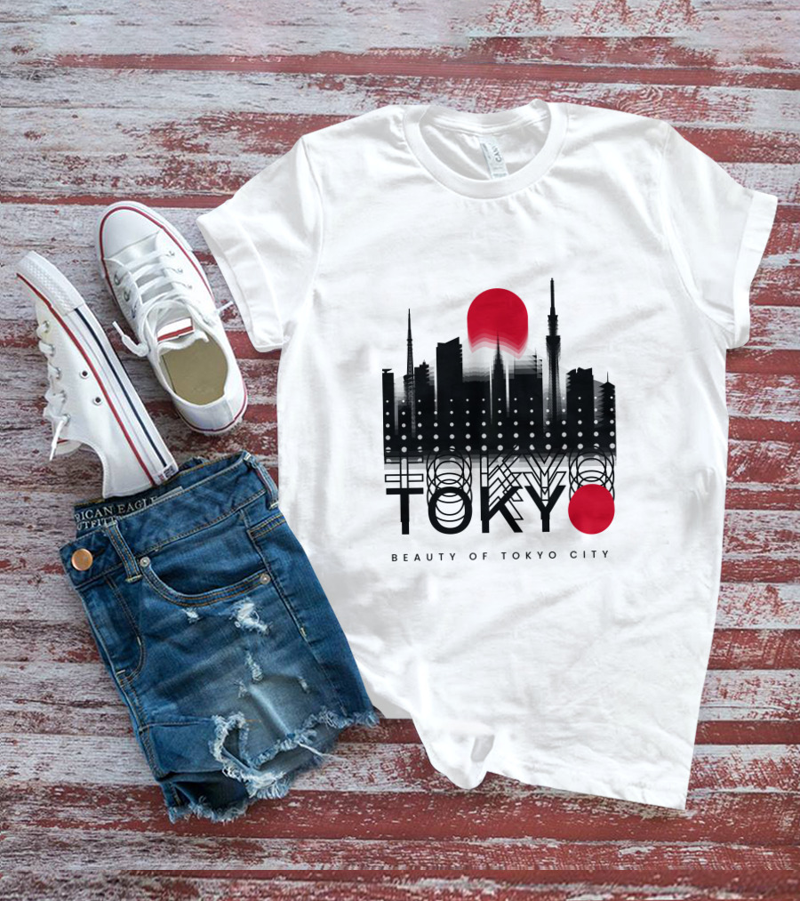 Tokyo Beauty Of Tokyo City Skyline Red Sun T-Shirt