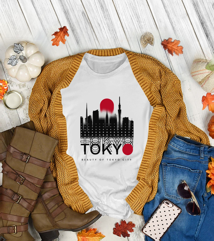 Tokyo Beauty Of Tokyo City Skyline Red Sun T-Shirt