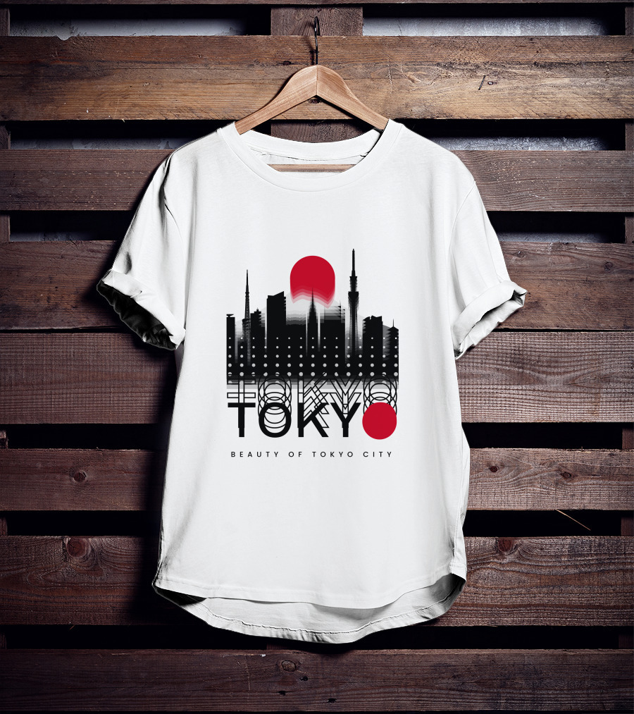 Tokyo Beauty Of Tokyo City Skyline Red Sun T-Shirt