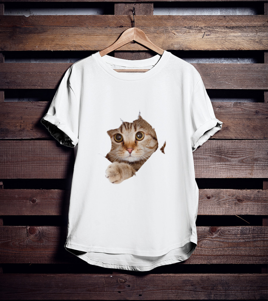 Cat Cute Peek Front Pajamas For Women T-Shirt