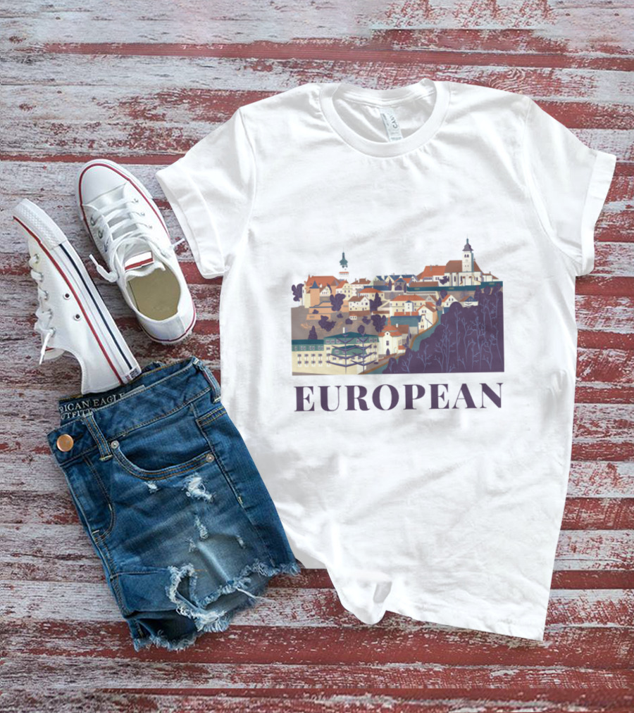 European Scenic Village Architecture Panorama T-Shirt
