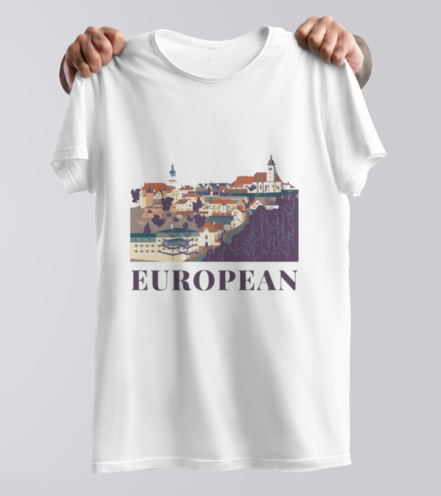 European Scenic Village Architecture Panorama T-Shirt