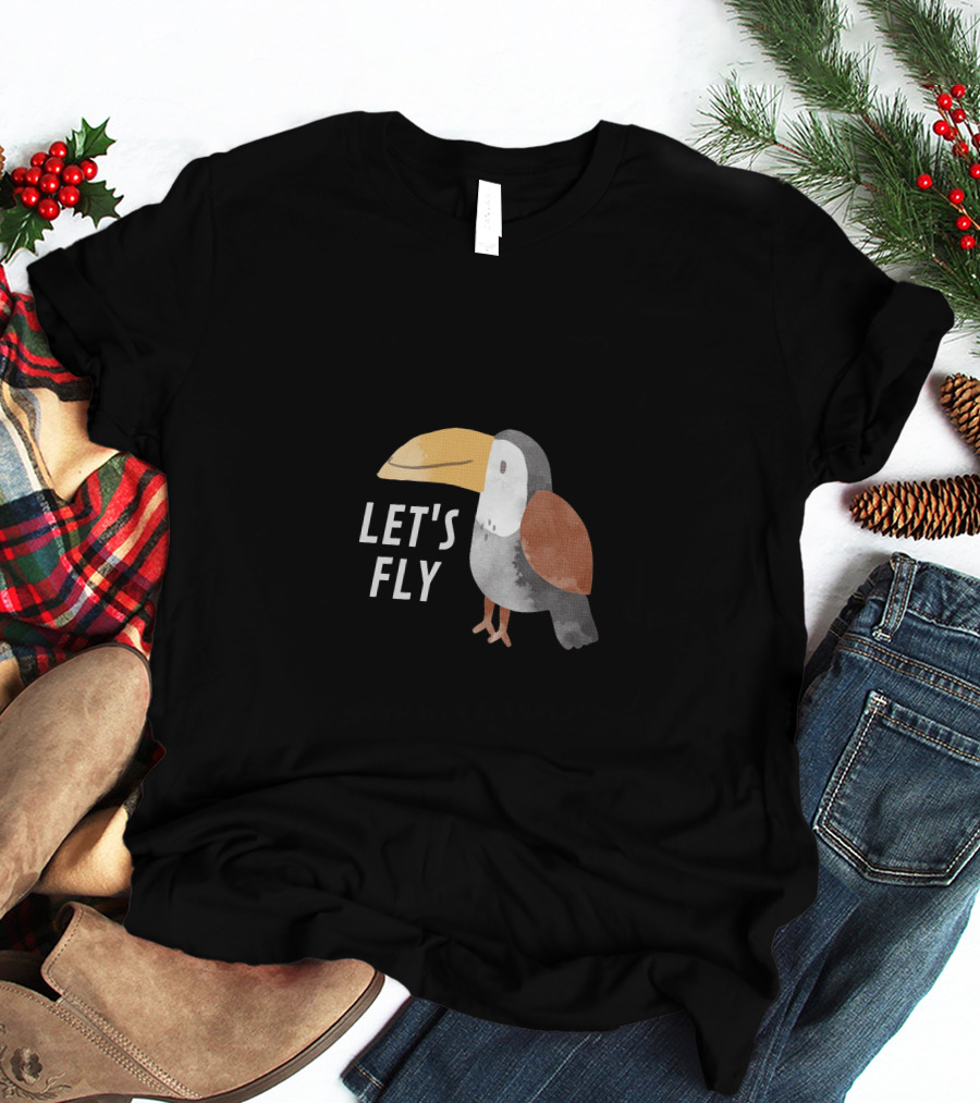 LET'S FLY TOUCAN BIRD MOTIF T-Shirt