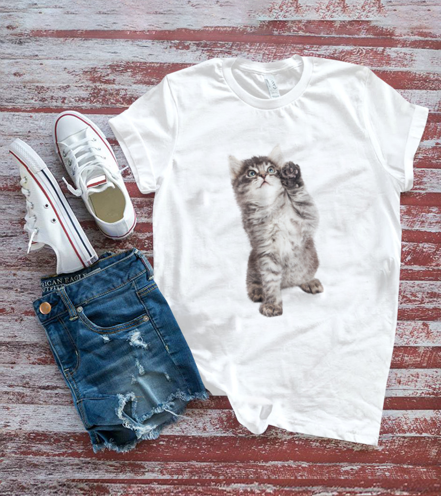 Cat Cute Playful Kitten Paw Lift T-Shirt