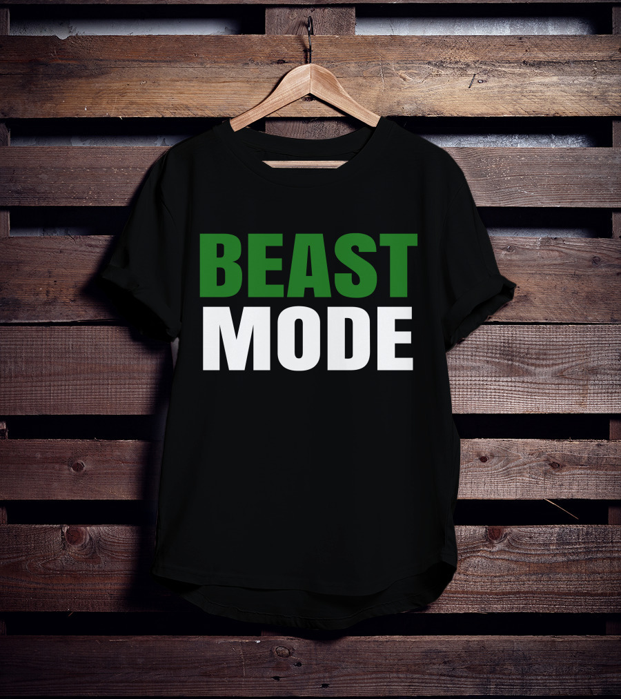 BEAST Mode Word Green Text Sports Motivation T-Shirt
