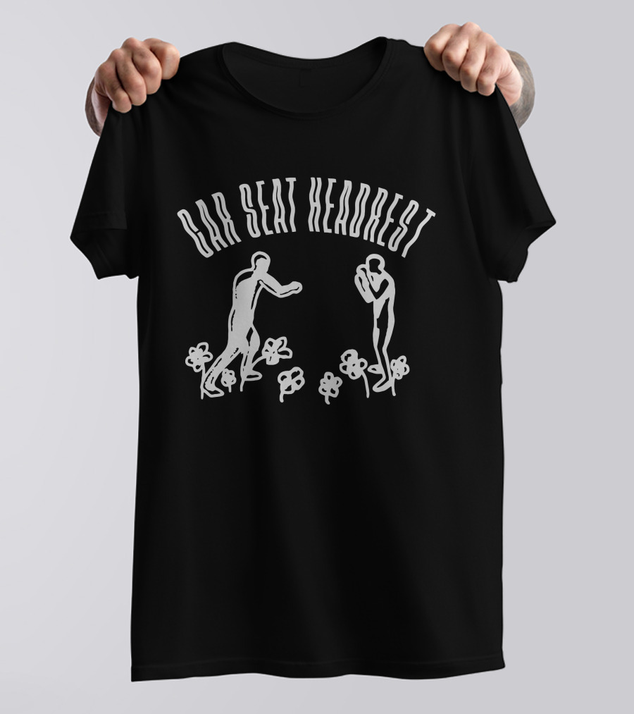 Car Seat Headrest Boxing Figures In Floral Scene T-Shirt