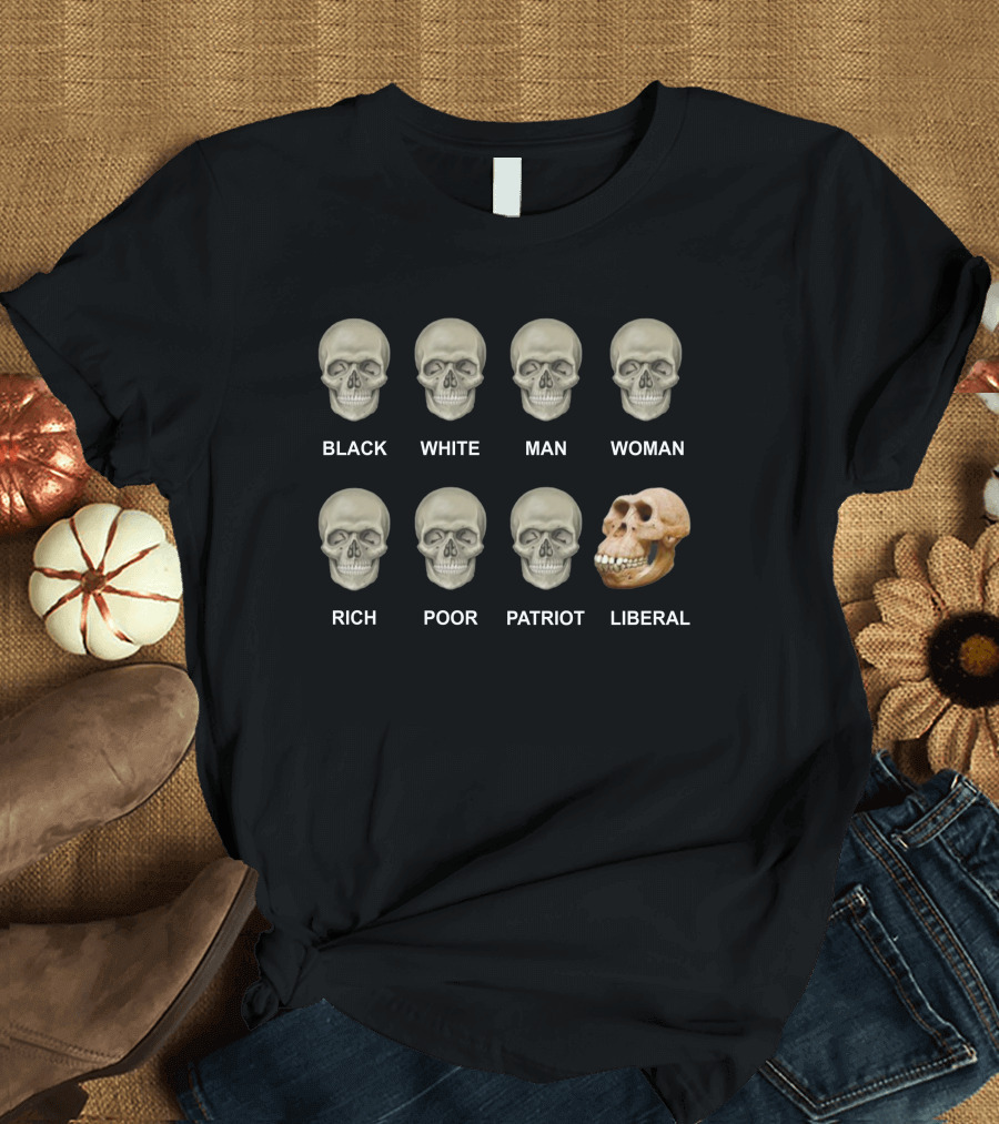 Black White Skull Evolution Man T-Shirt